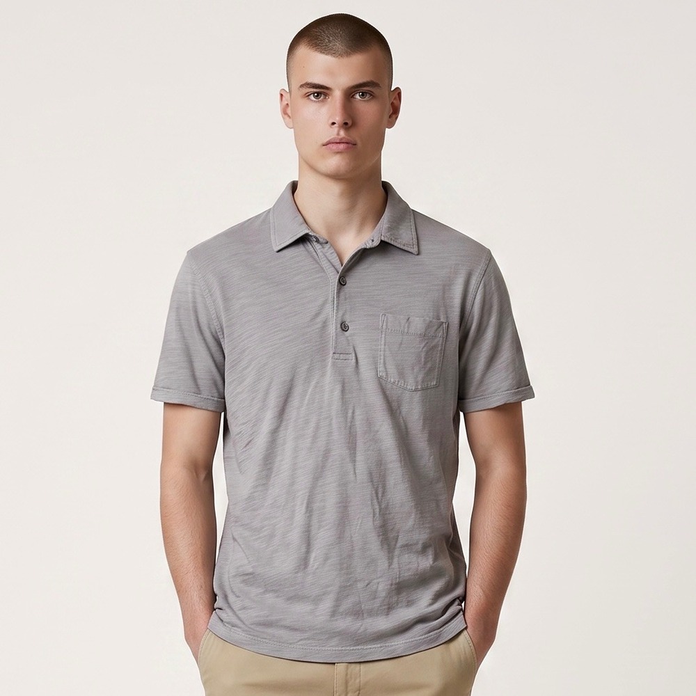 Alex Mill Slub Cotton Pocket Polo Shirt Mens Small S Gray Short Sleeve Knit